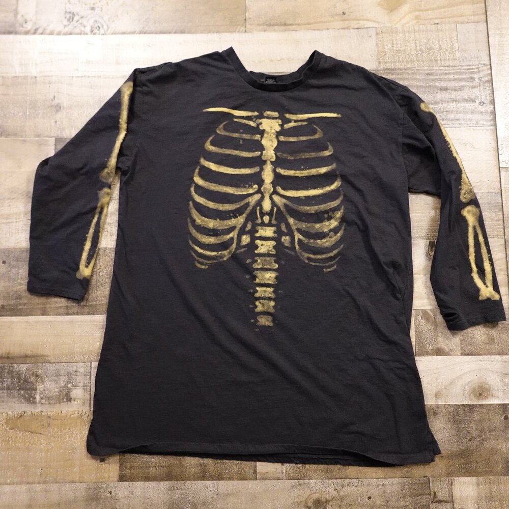 Social Collision Skeleton‎ Graphic Long Sleeve T-Shirt Dress Girls Plus Size 2